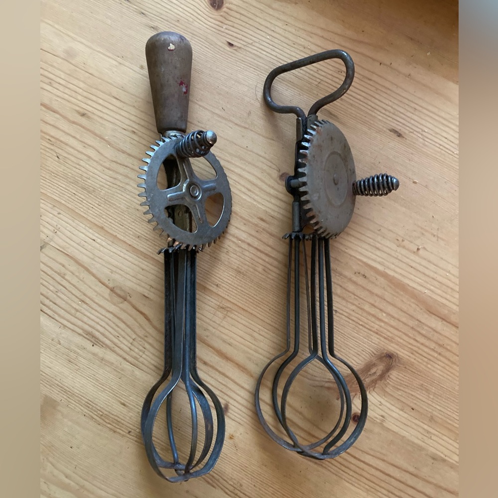 Two Antique Hand Crank Egg Beaters (1920-30’s)